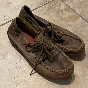 Twisted X Women's Brown Leather Moccasin-Style Lace Shoes
